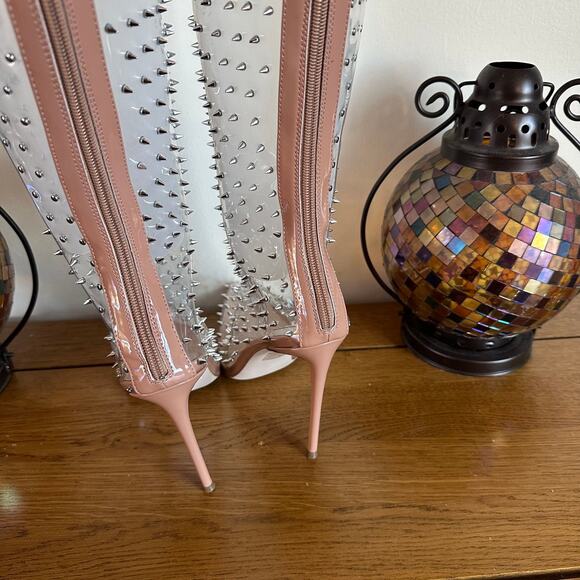 STEVE MADDEN Vava Over The Knee OTK Boots Clear Studded - Picture 8 of 11